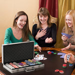Poker-Koffer, komplettes Poker-Set, abschließbar, mit 300 Chips, 2 Kartendecks, 3 Buttons, 1 Filzmatte