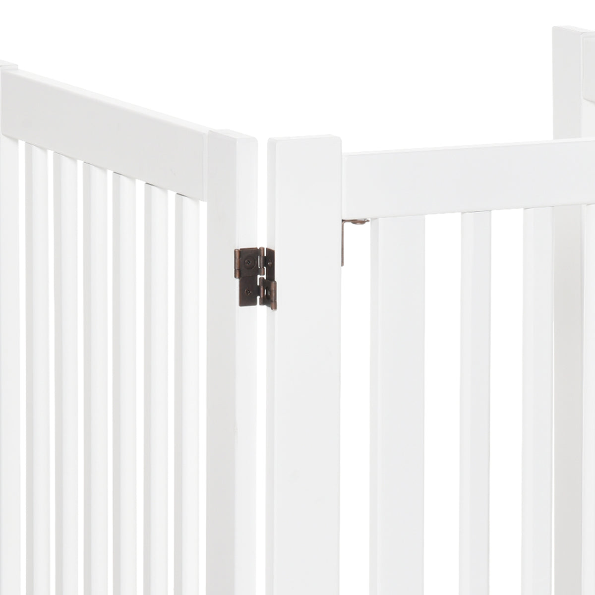 Dog safety gate, modular foldable barrier with integrated lockable door, 155 x 35.5 x 76 cm, white MDF
