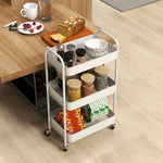 Desserte chariot de rangement en acier chariot de service à roulettes 3 plateaux ajourés 45 x 30,6 x 79 cm blanc