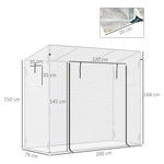 Serre de Jardin Anti-UV 2 fenêtres moustiquaires + Barres renforcement 200 x 76 x 168 cm Acier PE blanc