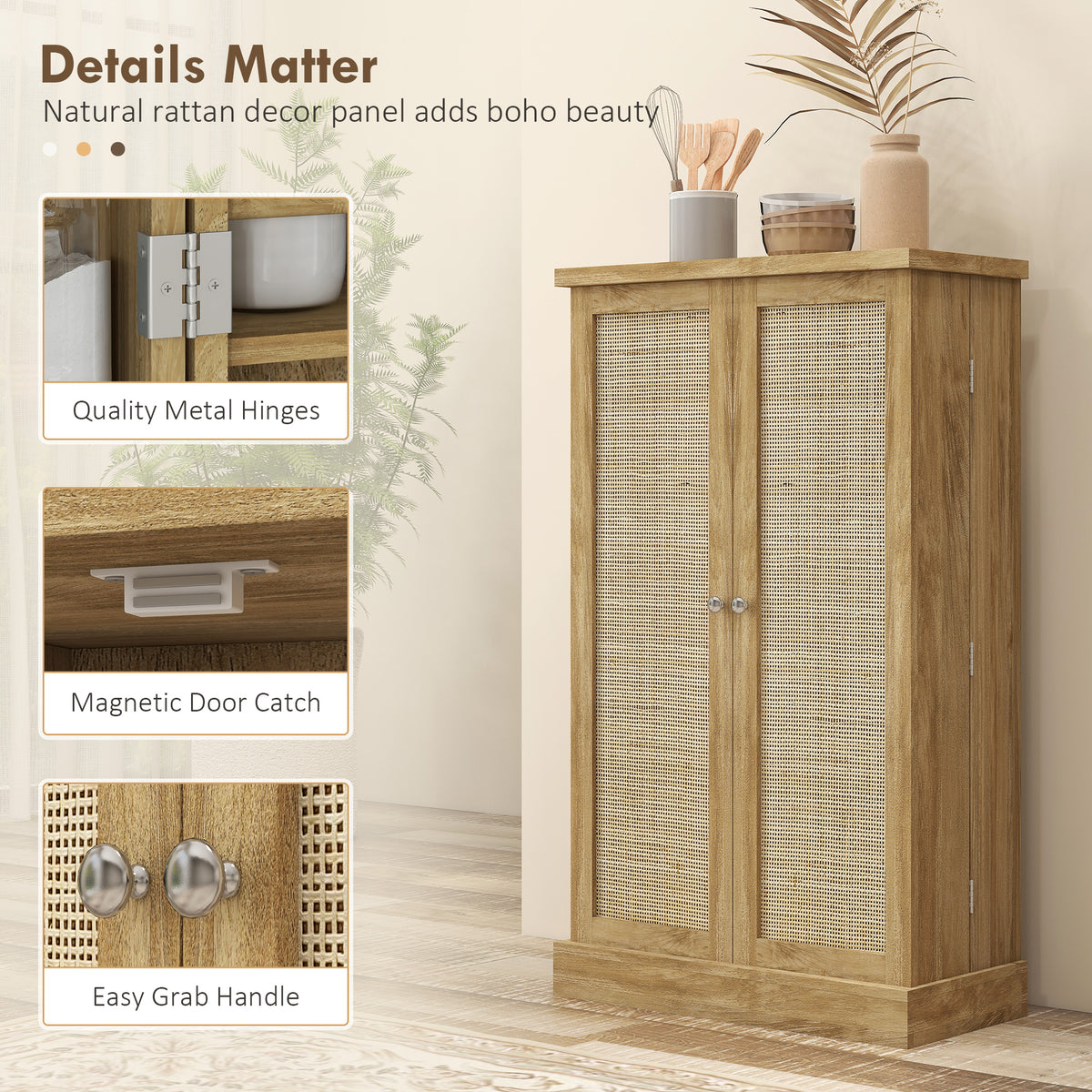 Credenza da cucina mobiletto dispensa con 12 ripiani con ante ripiani regolabili 60 x 30 x 104 cm effetto legno naturale