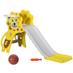 Toboggan pour enfants intérieur extérieur avec panier de basket pour les enfants de 18 à 36 mois, jaune, gris
