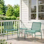 Salon de Jardin Extérieur 3 Pièces en Résine Tressée et Acier, Table de Jardin Ronde avec 2 Chaises, 58x67x75cm, Vert