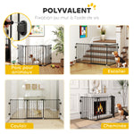 Barriere de securite chien pliable avec porte en acier 3 panneaux modulable fermeture automatique 202,5 x 2 x 76 cm noir