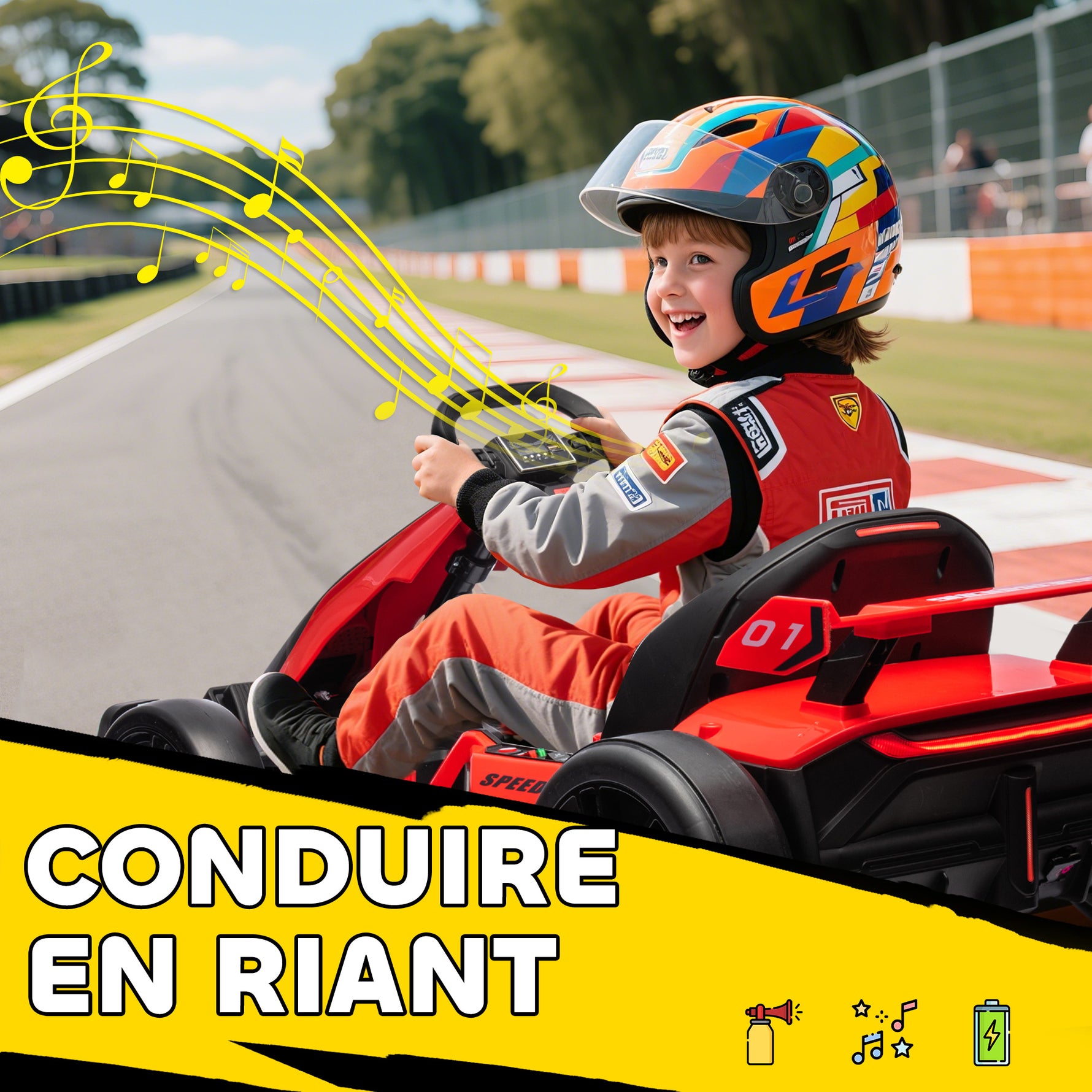 Kart électrique pour enfants moteur 2 x 150W batterie 24 V 120 x 76 x 53,5 cm rouge