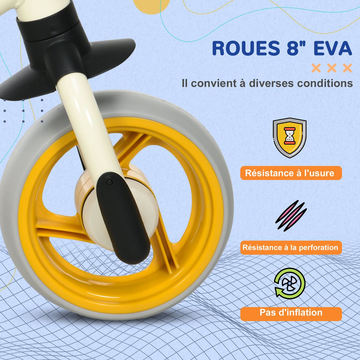 Vélo d'équilibre pour bébé siège réglable roues EVA jouet enfant pour bébé 18-48 mois pour garçons et filles orange