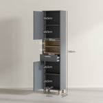 Colonne salle de bain, meuble salle de bain rangement avec 2 placards, tiroir et 2 compartiments ouverts, gris