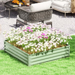 Carré potager de jardin potager surélevé, acier galvanisé, résistant à la rouille 120x120x30cm, vert clair