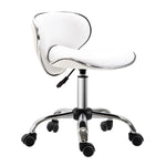 Tabouret à roulettes tabouret de travail avec hauteur réglable 44-56 cm et dossier, pivotant 360°, blanc