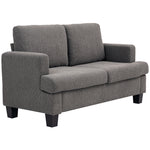 Canapé 2 places 120 cm avec coussins de dossier amovibles, tissu chenille pour salon, chambre, bureau, gris foncé