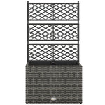 Jardinière pour plantes avec treillis 2 bacs à plante 22L en résine tressée et acier galvanisé 57 x 30 x 107 cm gris