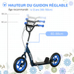 Trottinette patinette scooter enfant grandes roues de 6 à 12 ans hauteur réglable frein arrière béquille bleu