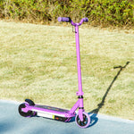 Trottinette électrique pour enfants 6-14 ans, vitesse maximale 10 km/h, lumières LED colorées, frein électrique, violet
