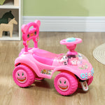 Voiture Porteur pour Enfants, Véhicule à Pousser avec Klaxon, Lumières, Musique, Volant, Rangement Sous le Siège, Rose