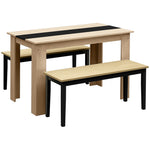 Ensemble Banc et Table à manger design moderne - grand plateau - assise confortable - en bois noir et naturel