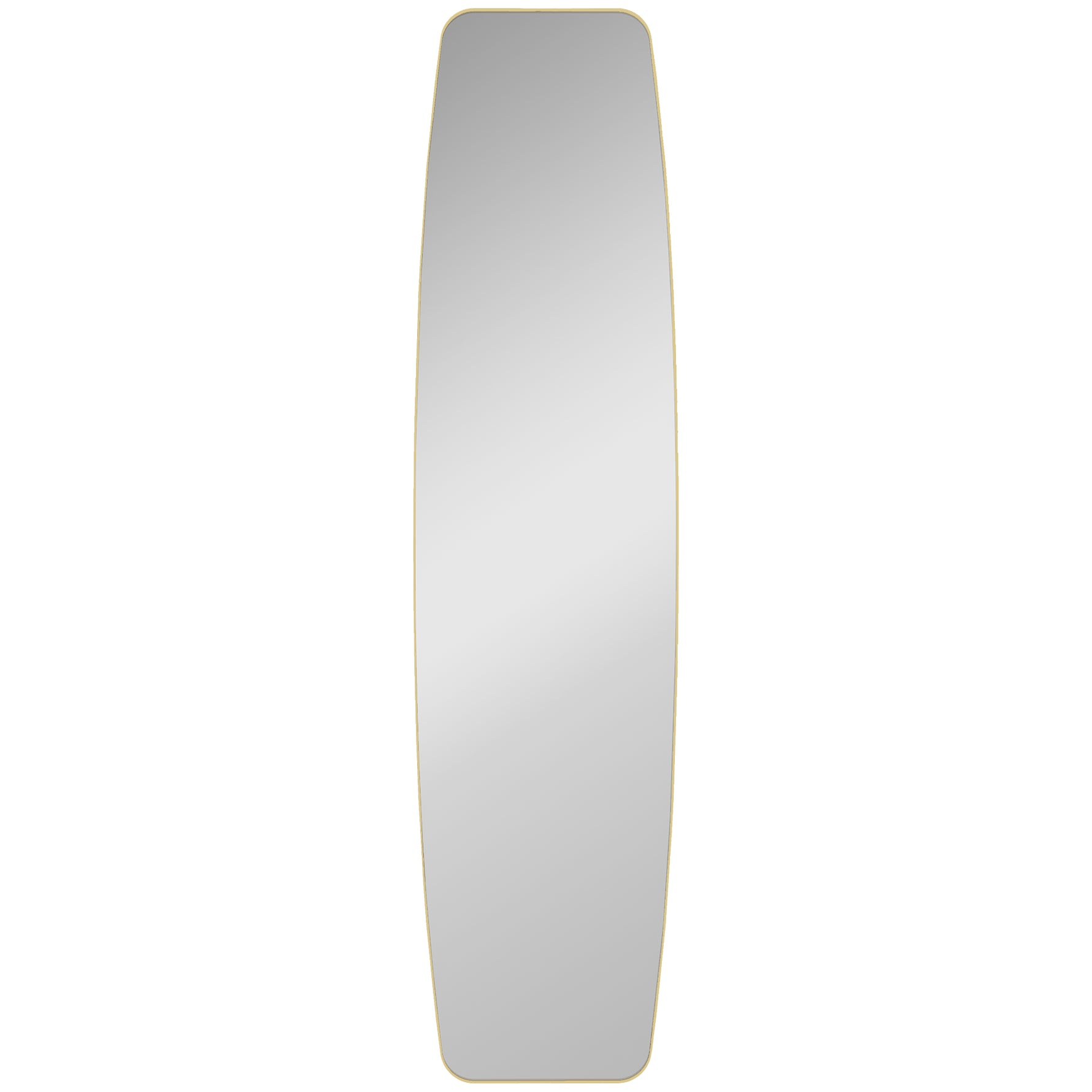 Grand miroir mural ovale 160 x 40 cm, miroir suspendu moderne, cadre en métal et bois, prêt à accrocher, doré
