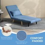 3-in-1 slaapfauteuil, eenpersoons slaapstoel met 5-standen rugleuning, van stof, inclusief kussen, blauw