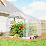 Serre tunnel de jardin 6m² serre de jardin tunnel 195x295x195cm cadre acier galvanisé, bâche PE 150g/m² transparent