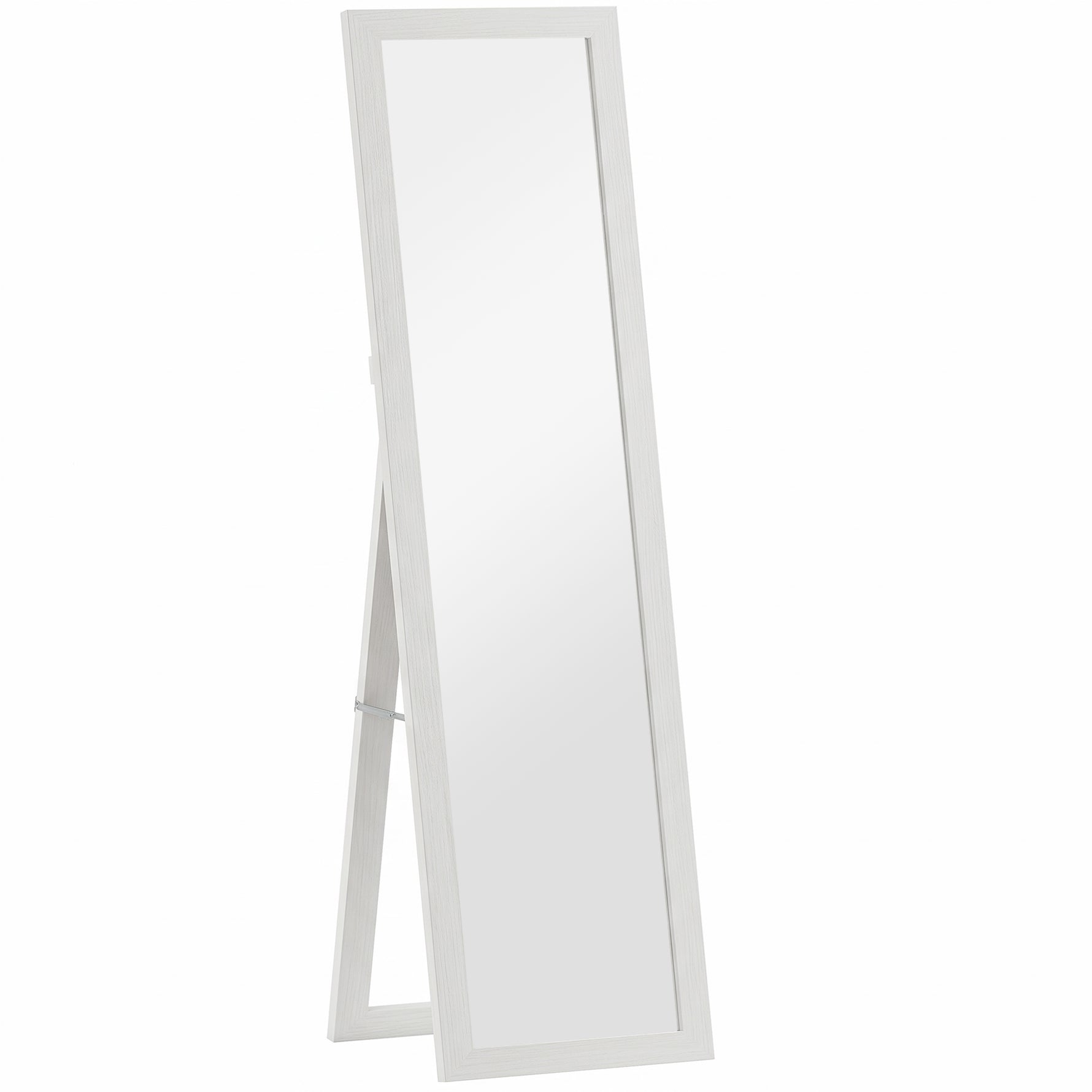 Miroir sur pied mural ou à poser rectangulaire avec cadre en bois pour salon chambre à coucher 37 x 155 cm blanc