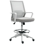 Fauteuil de bureau chaise de bureau assise haute réglable dim. 64L x 59l x 104-124H cm tabouret de bureau pivotant 360° maille respirante gris et blanc