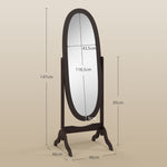 Miroir à pied ovale style shabby chic inclinaison réglable 48 x 46 x 147 cm mdf café