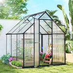 Serre de Jardin en Aluminium Polycarbonate, Montage Rapide, Fenêtre Réglable, Porte Battante, 178x168x195cm, Transparent