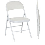 Lot de 2 chaises pliantes chaises de salle à manger portables cadre en acier dim. 45l x 46P x 78H cm blanc