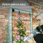 Mini serre de jardin serre balcon avec sac de plantation et housse en plastique renforcé, porte enroulable, transparente
