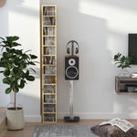 Rangements pour CD et DVD, étagère colonne de rangement, meuble de rangement bois naturel