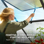 Serre de Jardin en Aluminium Polycarbonate, Montage Rapide, Fenêtre Réglable, Porte Battante, 178x168x195cm, Transparent
