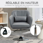 Fauteuil de salon coussins lombaires hauteur réglable pivotant 360° piètement en métal gris foncé