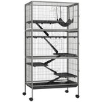 Cage pour rongeurs multifonction 4 plateformes 3 rampes 4 portes dim. 80L x 52l x 159H cm acier gris argenté noir
