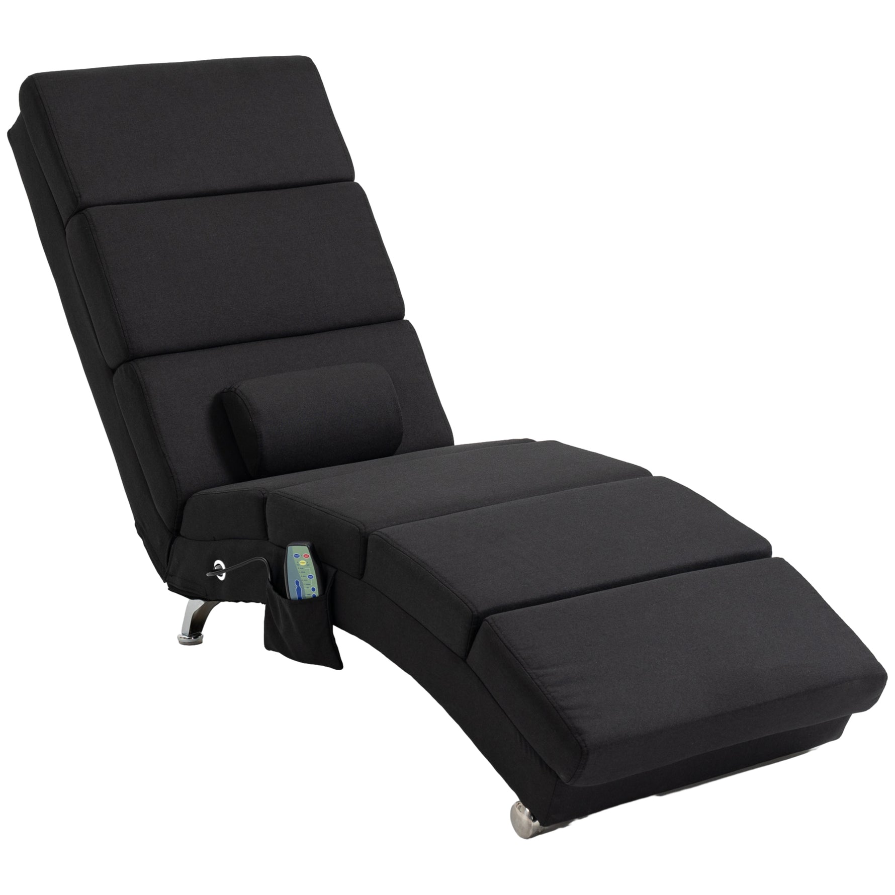 Fauteuil relax chaise longue de relaxation ergonomique, massant et chauffant avec télécommande 56 x 168 x 84 cm noir