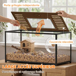 Cage Hamster Habitat Rongeur Vue Panoramique 360° Structure Robuste en Métal Espace Étanche Profond 100x50x52,5 cm Noir