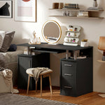Bureau d'ordinateur, bureau informatique 120 x 55 cm avec plateau pour clavier, 3 tiroirs, pour chambre, domicile, noir