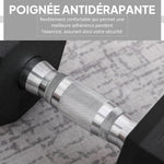 Haltère hexagonal 12,5 kg en fonte caoutchouté pour maison bureau gym à domicile, noir