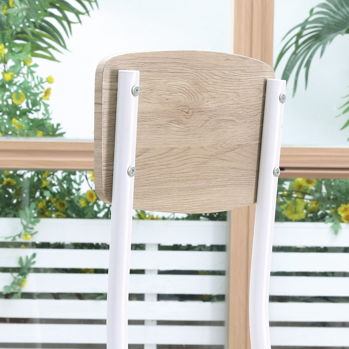 Ensemble table à manger carrée 3 pièces avec 2 chaises cuisine salle à manger plateau MDF châssis métal blanc