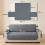 Housse de Canapé Protecteur de Meubles 3 Places Imperméable Anti-glisse avec Poches de Rangement Gris