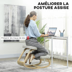 Siège assis genoux, siège ergonomique en bois à bascule, chaise à genoux pour bureau à domiciles, crème
