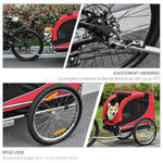 Remolque de bicicleta para perros y mascotas con 8 reflectores y bandera roja, negro