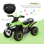 Toddler Quad Ride-on 18-36 Months dim. 67L x 38W x 44H cm Light and Sound Effects Green Black