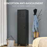 Armoire de Rangement compacte en métal casier style industriel avec 3 étagères, 1 tringle 43L x 50l x 180H cm
