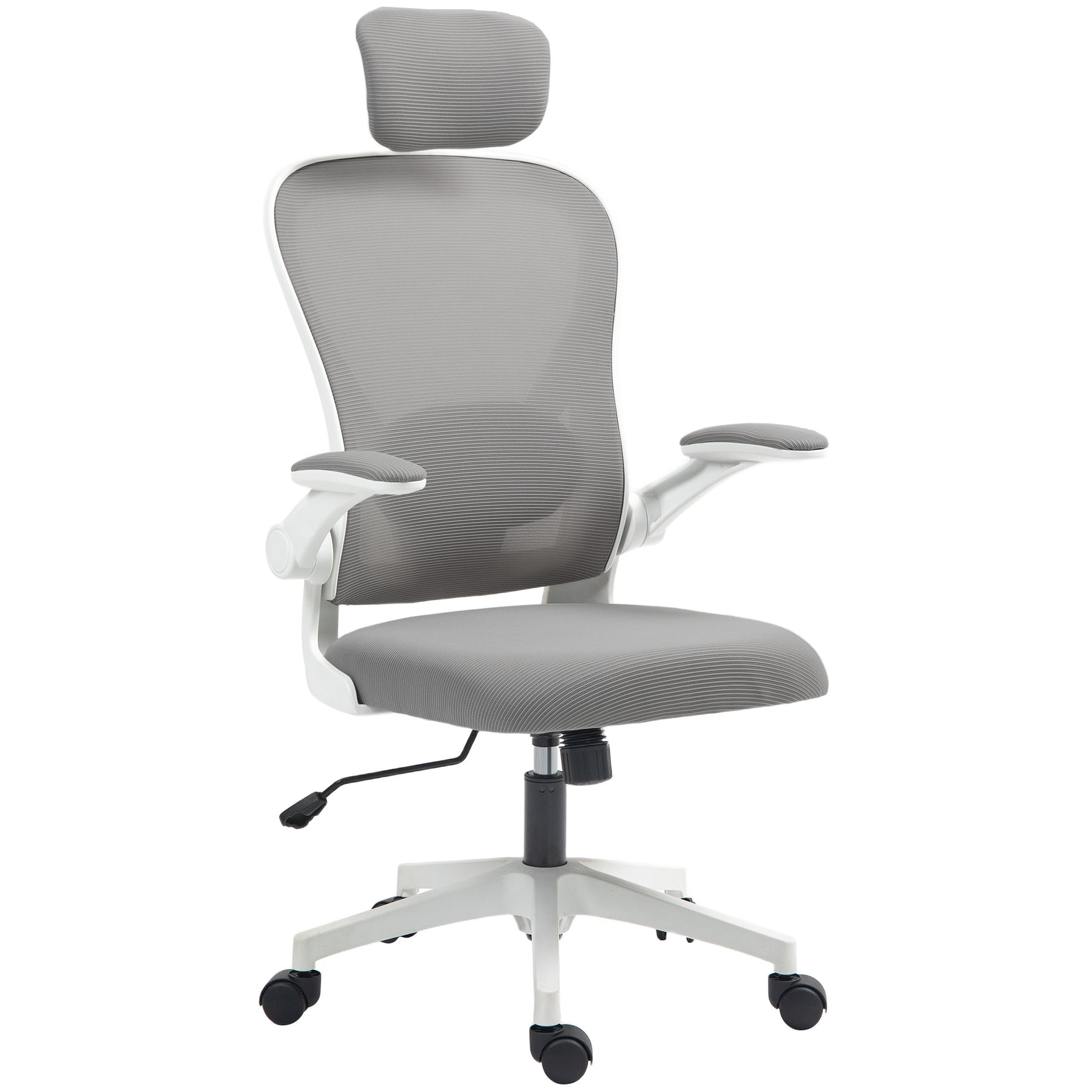 Chaise de Bureau Ergonomique, Fauteuil de Bureau en Maille avec Appui-Tête et Soutien Lombaire Réglables, Gris