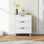 3-drawer dresser, modern storage unit with solid wood legs and wood-effect top, 60 x 38 x 71 cm, white