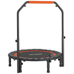 Trampoline de fitness gymnastique avec poignée réglable, pliable, 6 pieds, 28 ressorts Ø 102 cm, noir rouge