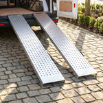 Lot de 2 Rampes de Chargement Pliantes avec Poignées et Surface Antidérapante, Charge Max. 400 kg, 180 x 25,5 cm, Argent