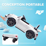 Voiture électrique enfants, véhicule électrique 12V, télécommande 2,4G, phares, musique, klaxon, 103 x 55 x 44 cm, blanc