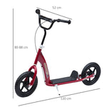 Trottinette enfant patinette pneus 30 cm Hauteur Guidon réglable poignée Frein et béquille Acier pour enfants à partir de 5 ans Rouge