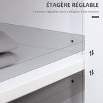 Commode meuble de rangement 2 portes avec étagère réglable en hauteur 2 tiroirs 100 x 40 x 85 cm blanc et aspect bois