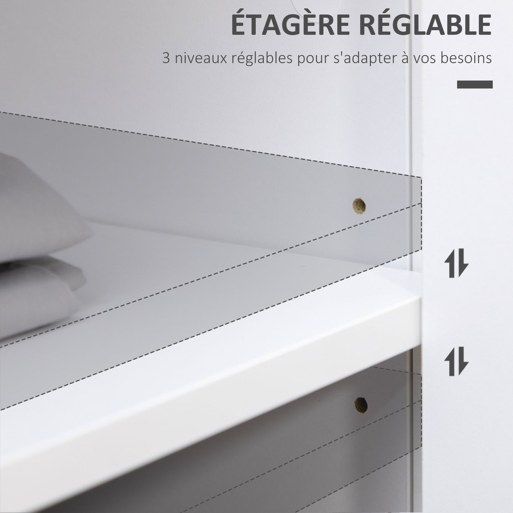 Commode meuble de rangement 2 portes avec étagère réglable en hauteur 2 tiroirs 100 x 40 x 85 cm blanc et aspect bois